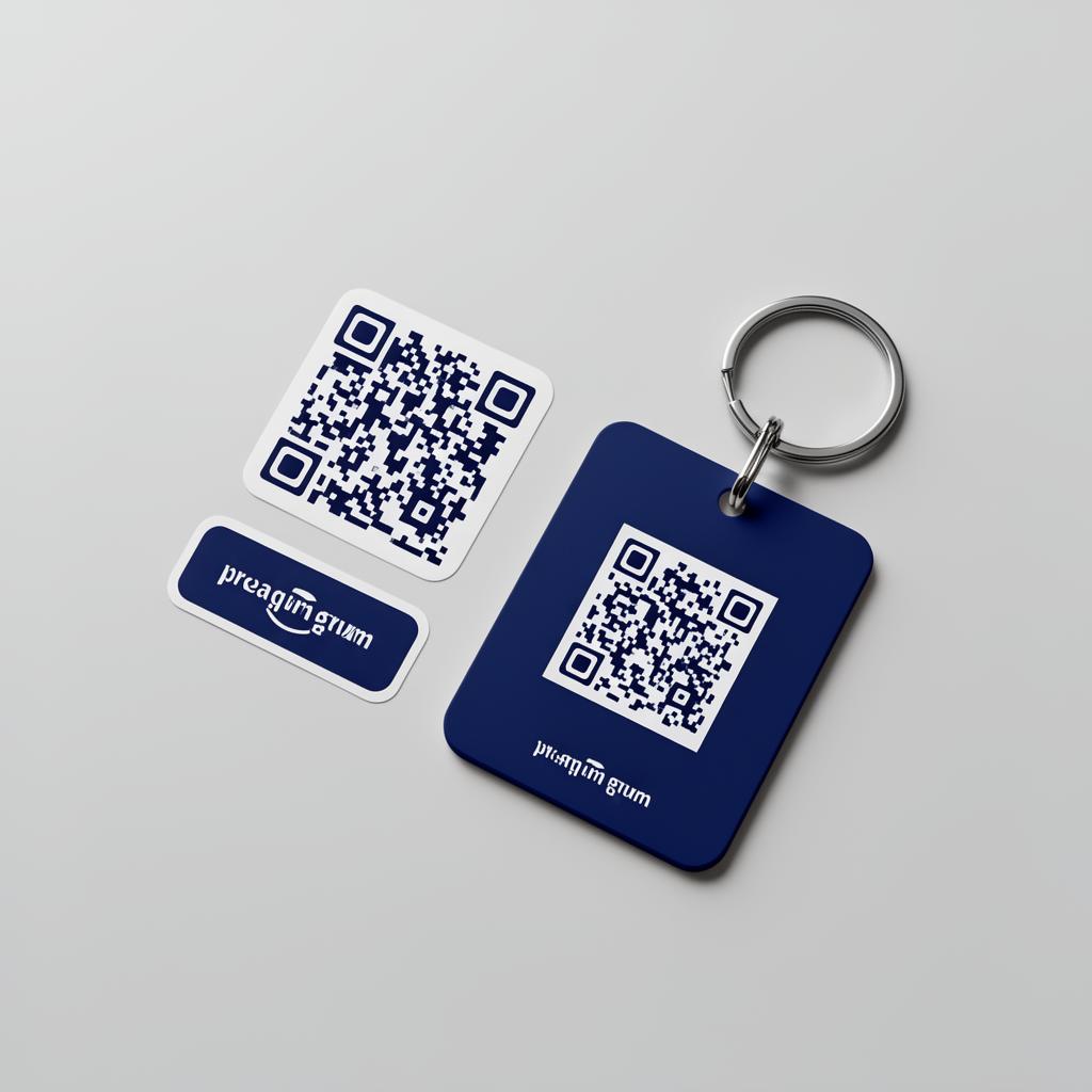 SafeTag premium pack with stickers and keychain tag